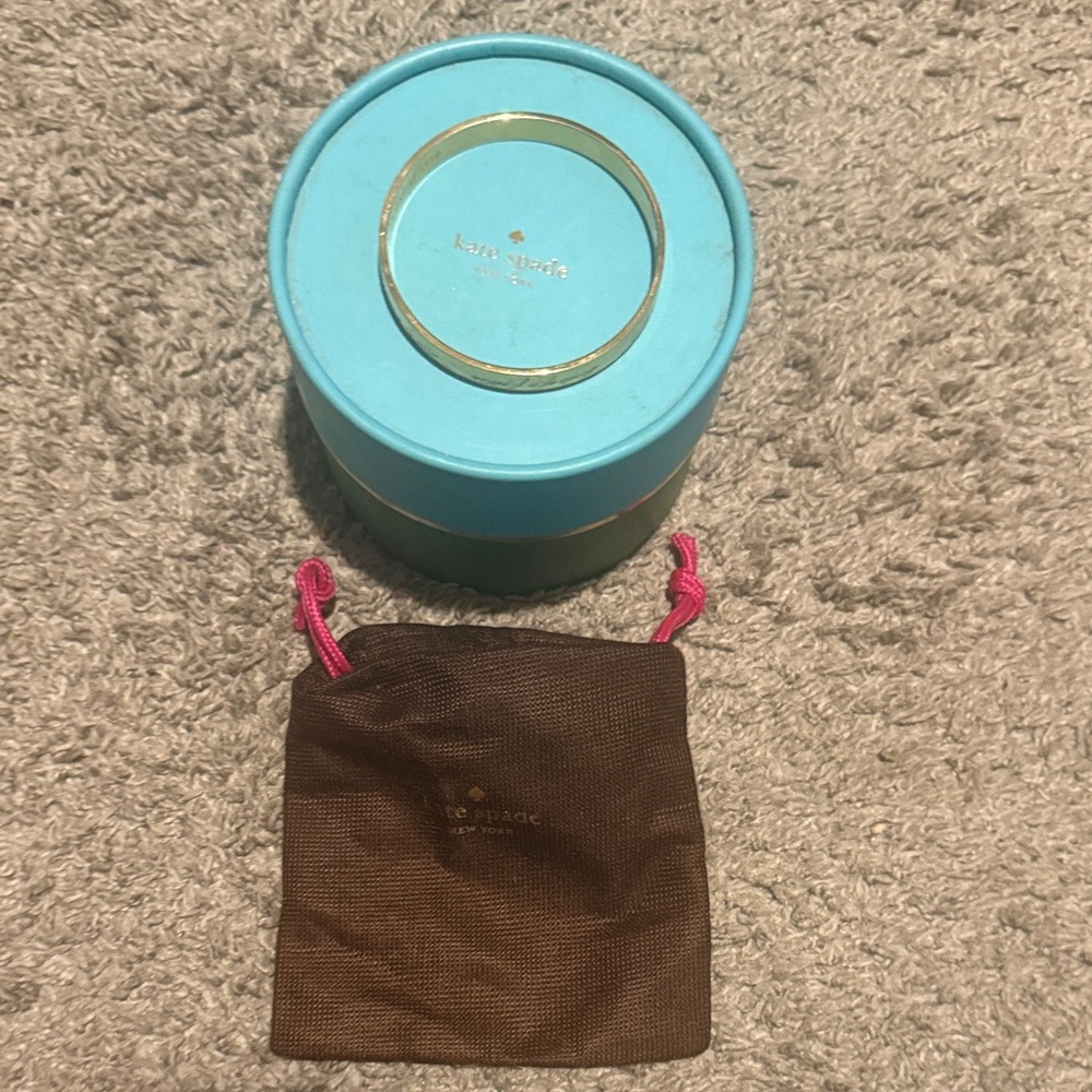 Kate Spade Gold Bracelet with Box and Brown Pouch